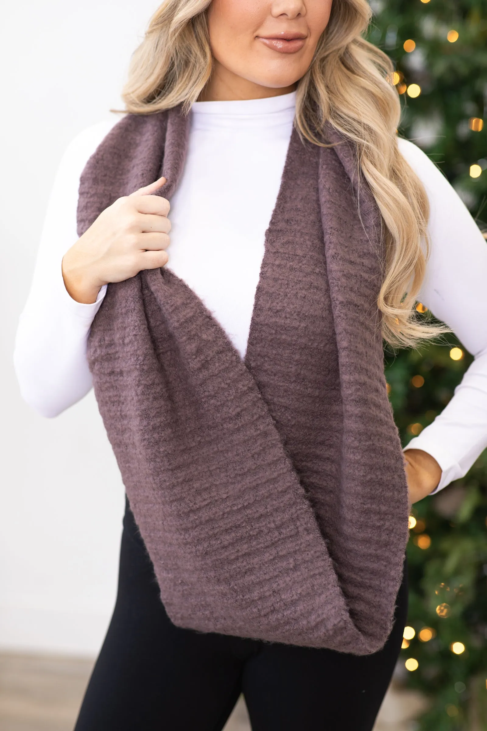 Mauve Recycled Materials Infinity Scarf