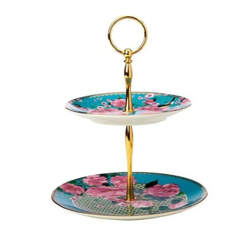 Maxwell & Williams Teas & C's Silk Road 2 Tier Cake Stand Aqua