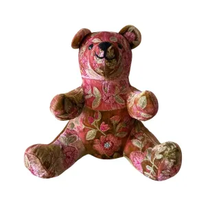 MEGAN Hand Embroidered Silk Velvet Shaded Light Rouge Bear