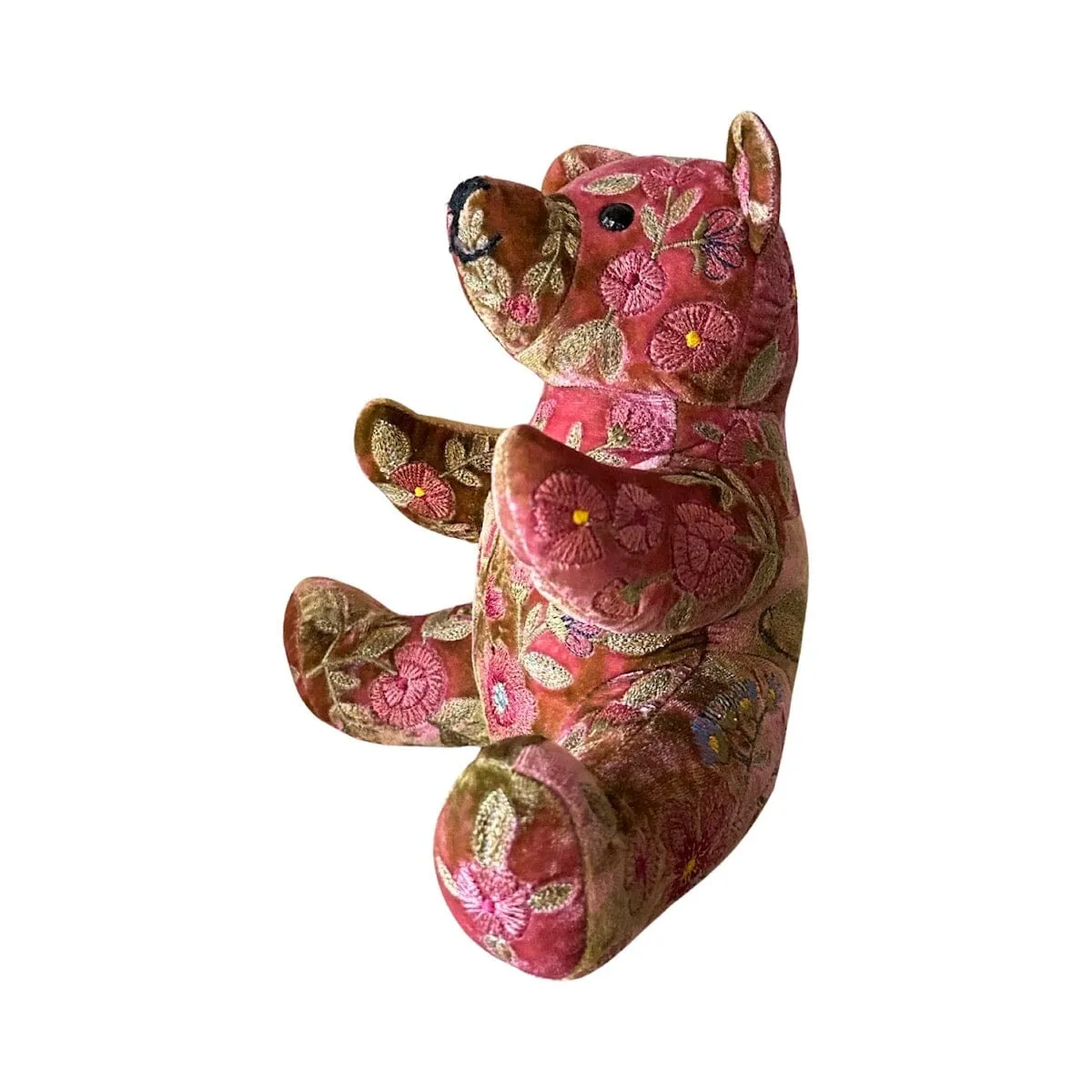 MEGAN Hand Embroidered Silk Velvet Shaded Light Rouge Bear