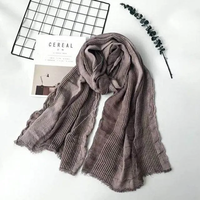Men Winter Cotton Linen Scarf women Solid Long Scarves Shawl
