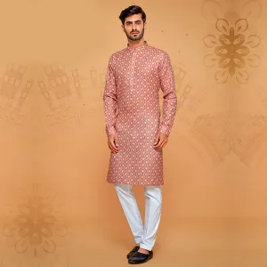 Men's Reddish Colour Printed Kurta
