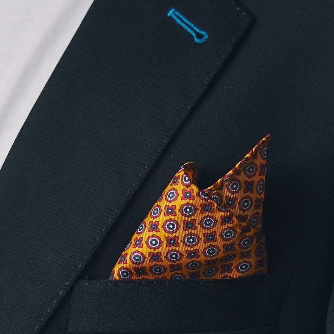 Men's Silk Geometric Pocket Square - The Toshima