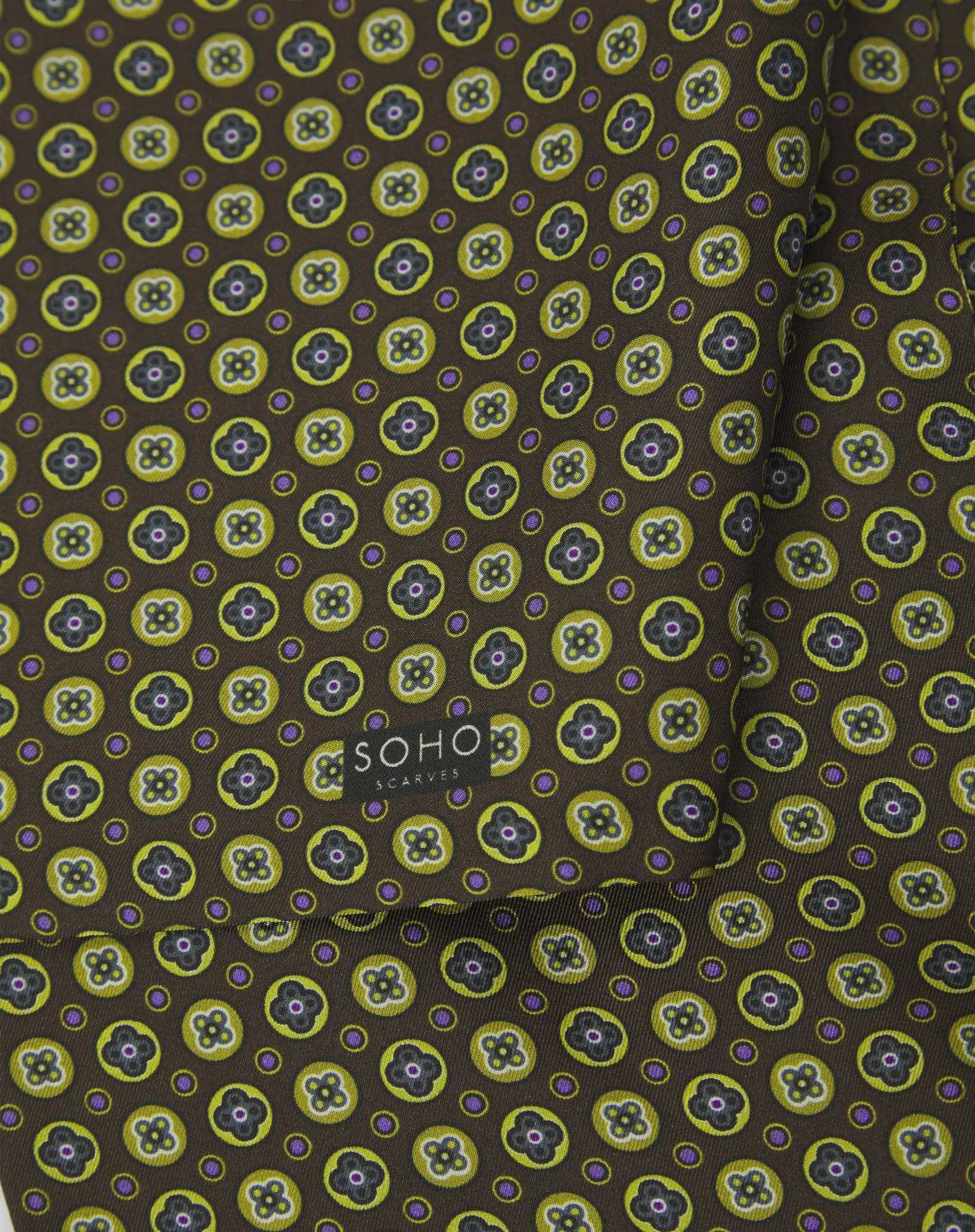 Men's Silk Scarf - Geometric Pattern - Toshima Green