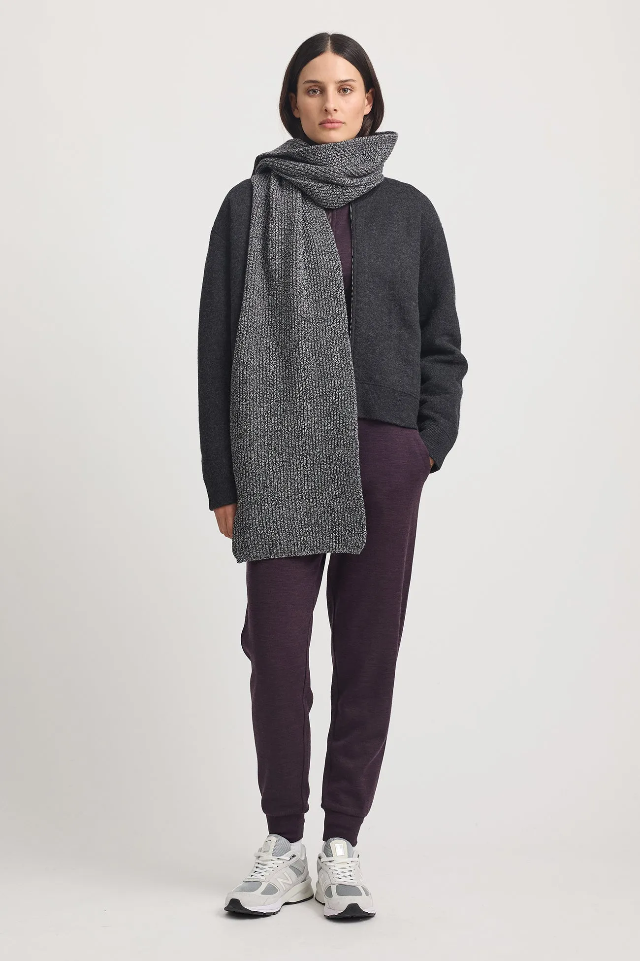 Merino Rib Scarf | Black & White