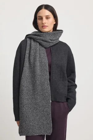 Merino Rib Scarf | Black & White