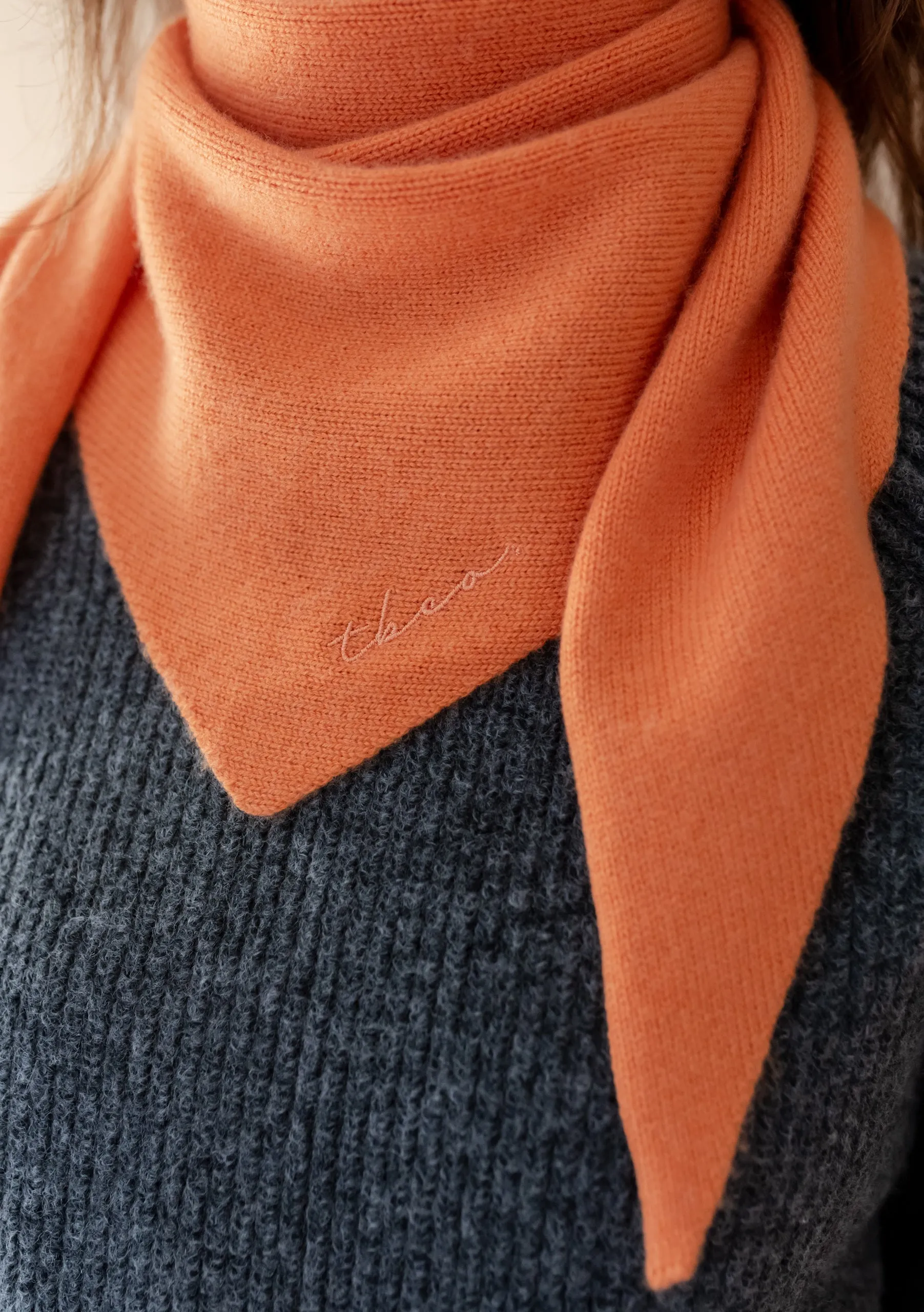 Merino Triangle Scarf in Apricot