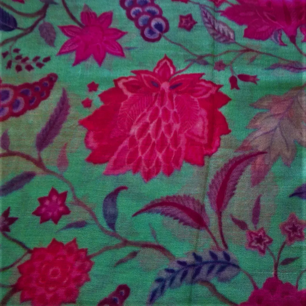 Merino/Silk Scarf - Green Pink