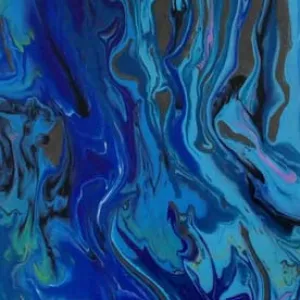 Merino/Silk Scarf - Marbled Blues