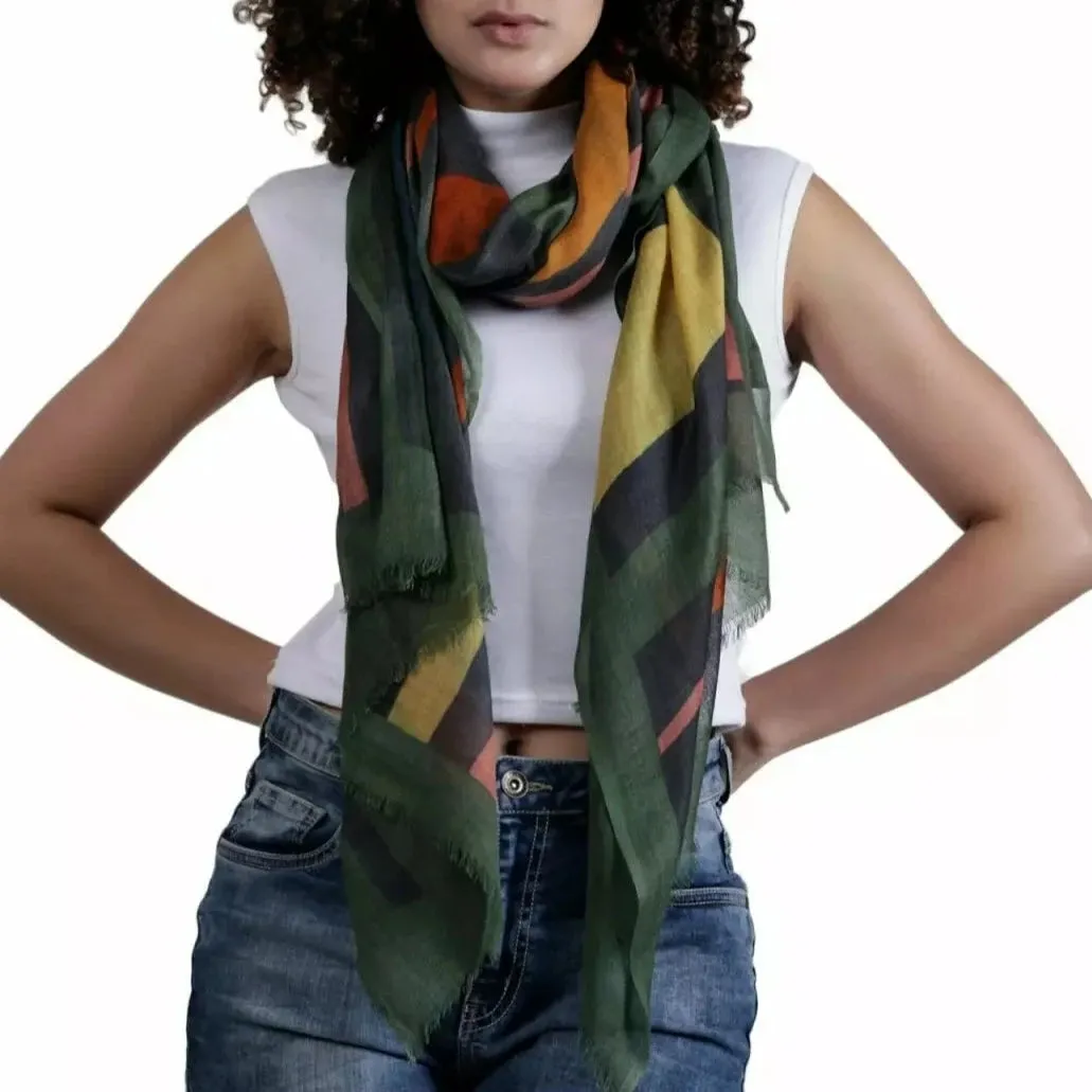 Merino/Silk Scarf - Orange Block
