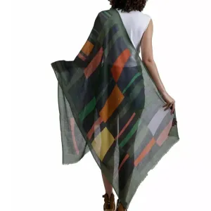 Merino/Silk Scarf - Orange Block