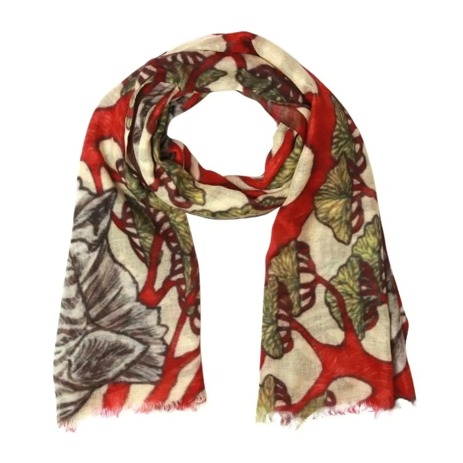 Merino/Silk Scarf - Red Zebra