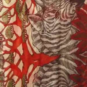 Merino/Silk Scarf - Red Zebra