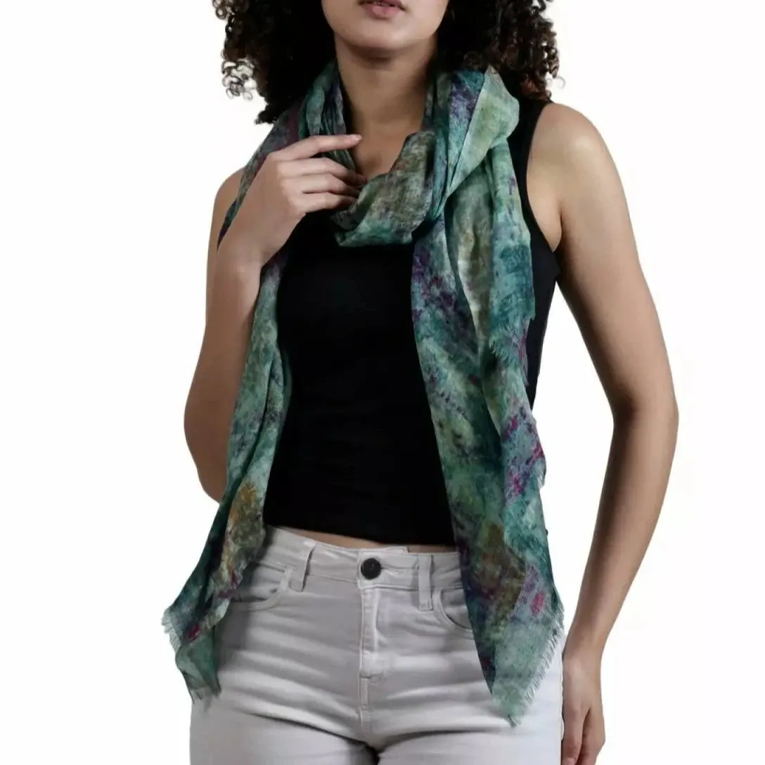 Merino/Silk Scarf - Waterlilies