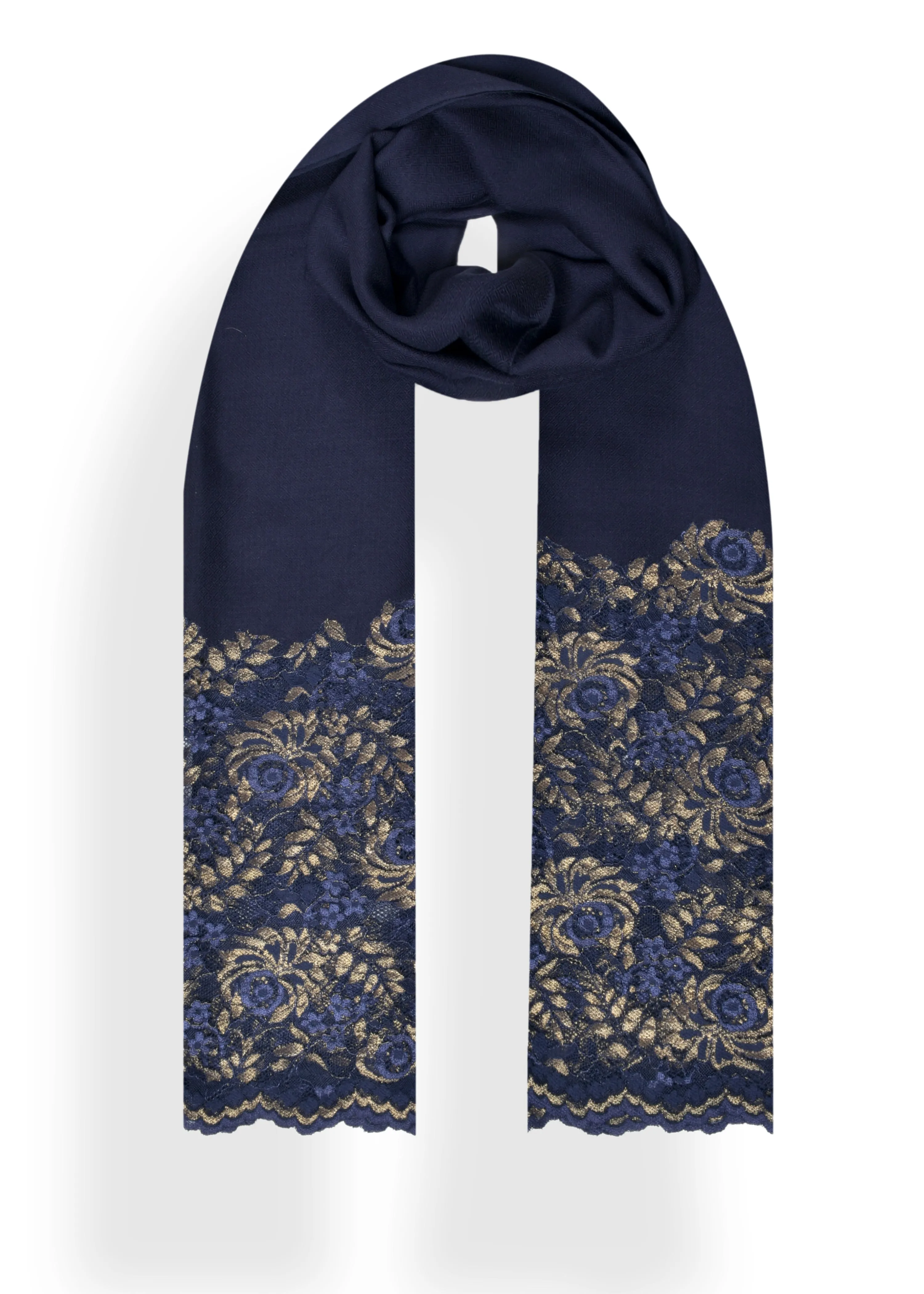 Metallic Border Stole in Merino