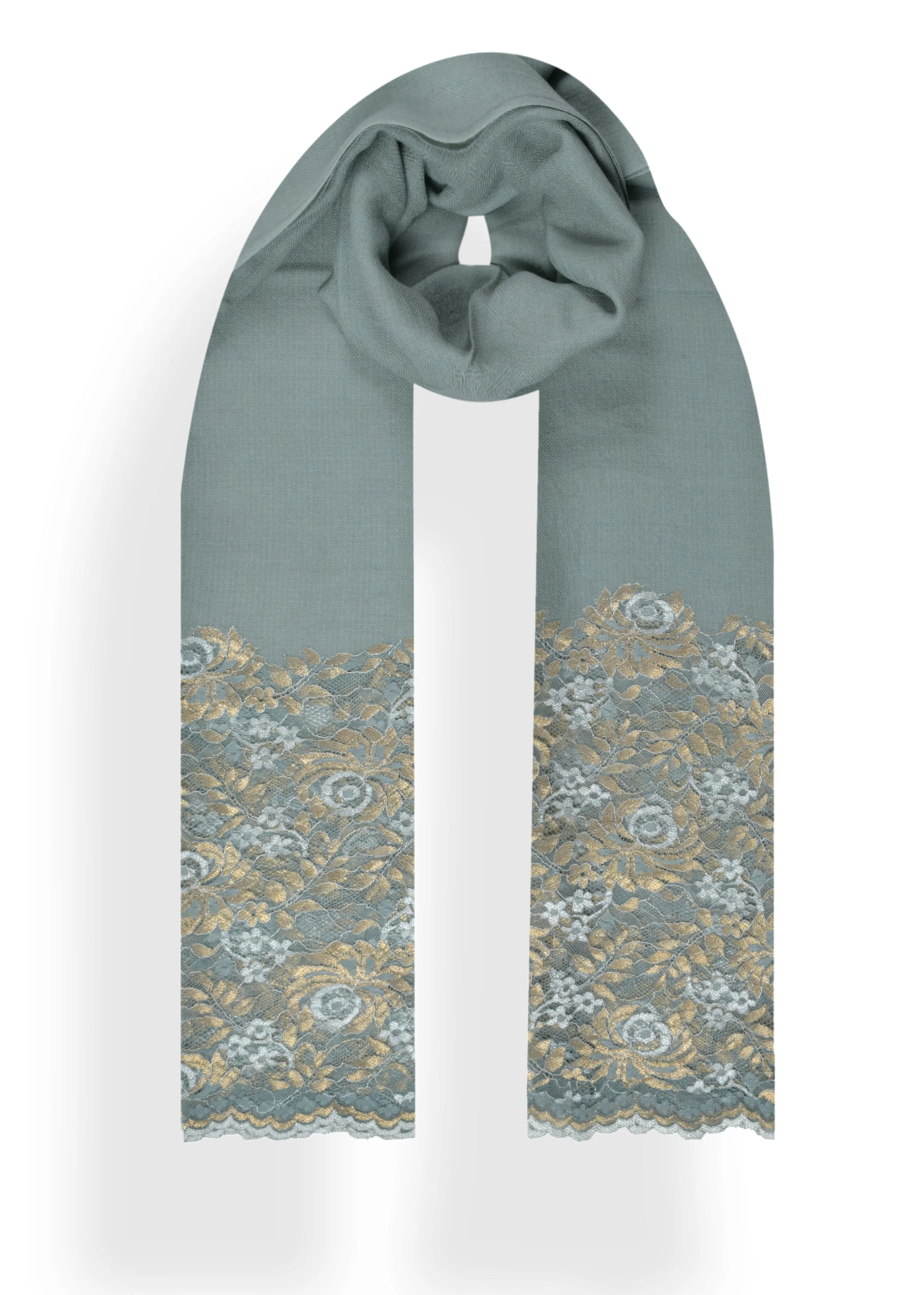Metallic Border Stole in Merino