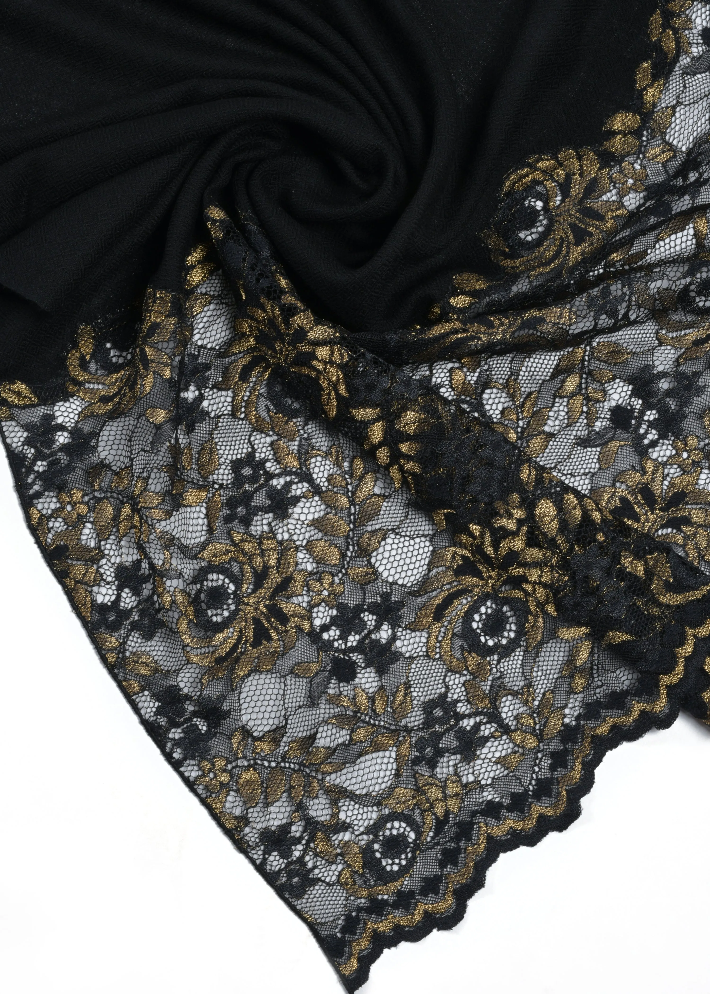 Metallic Border Stole in Merino
