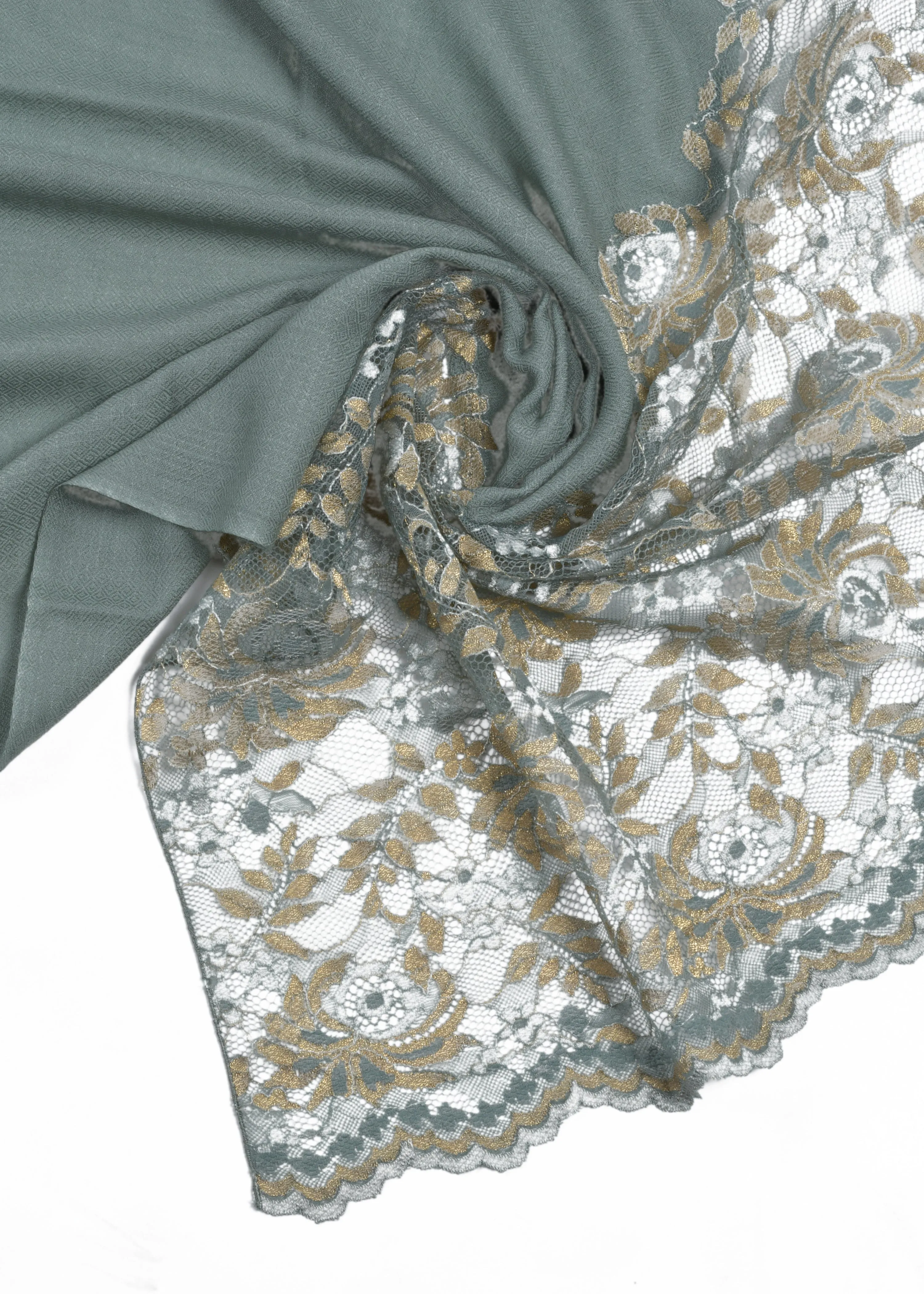 Metallic Border Stole in Merino