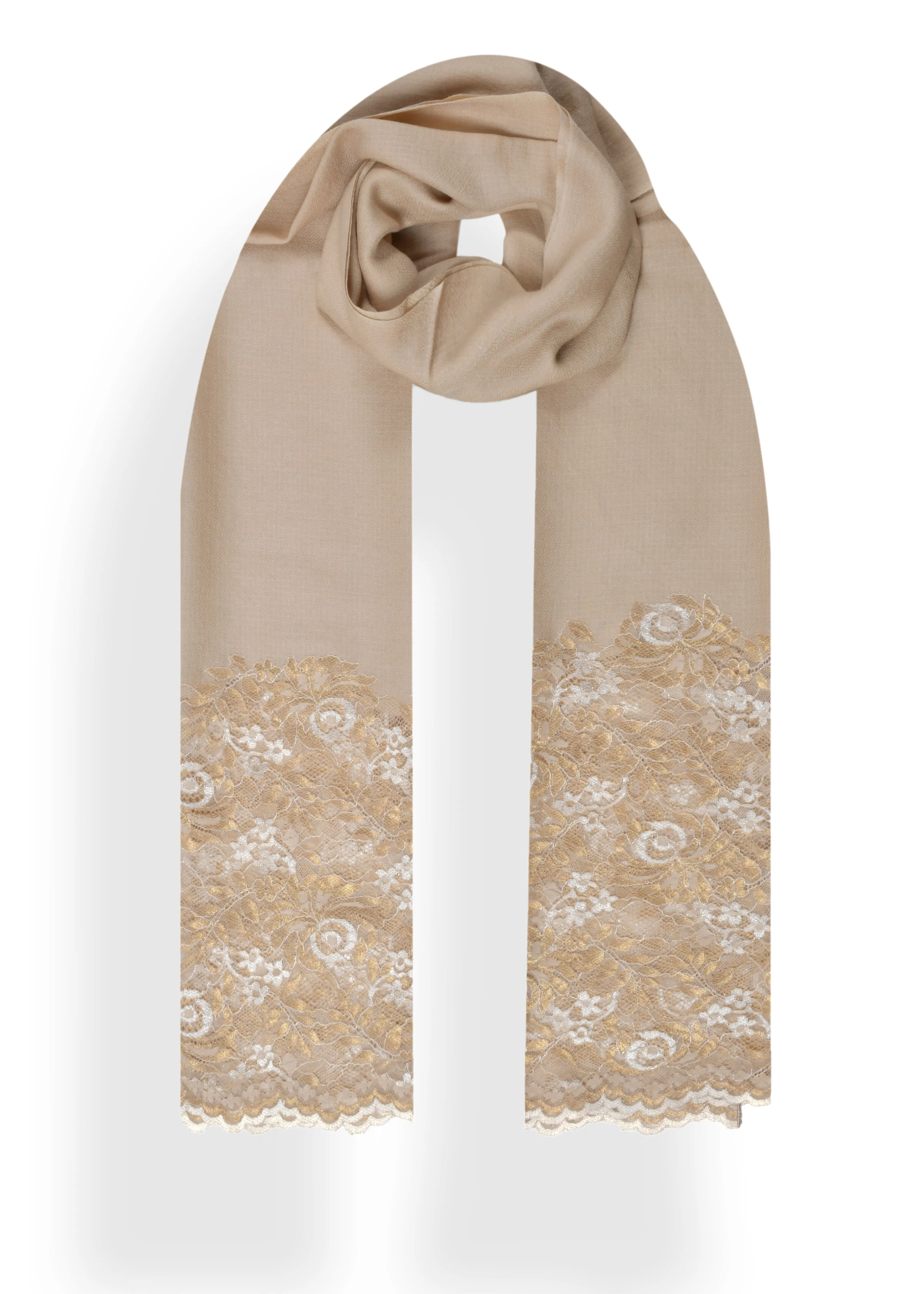 Metallic Border Stole in Merino
