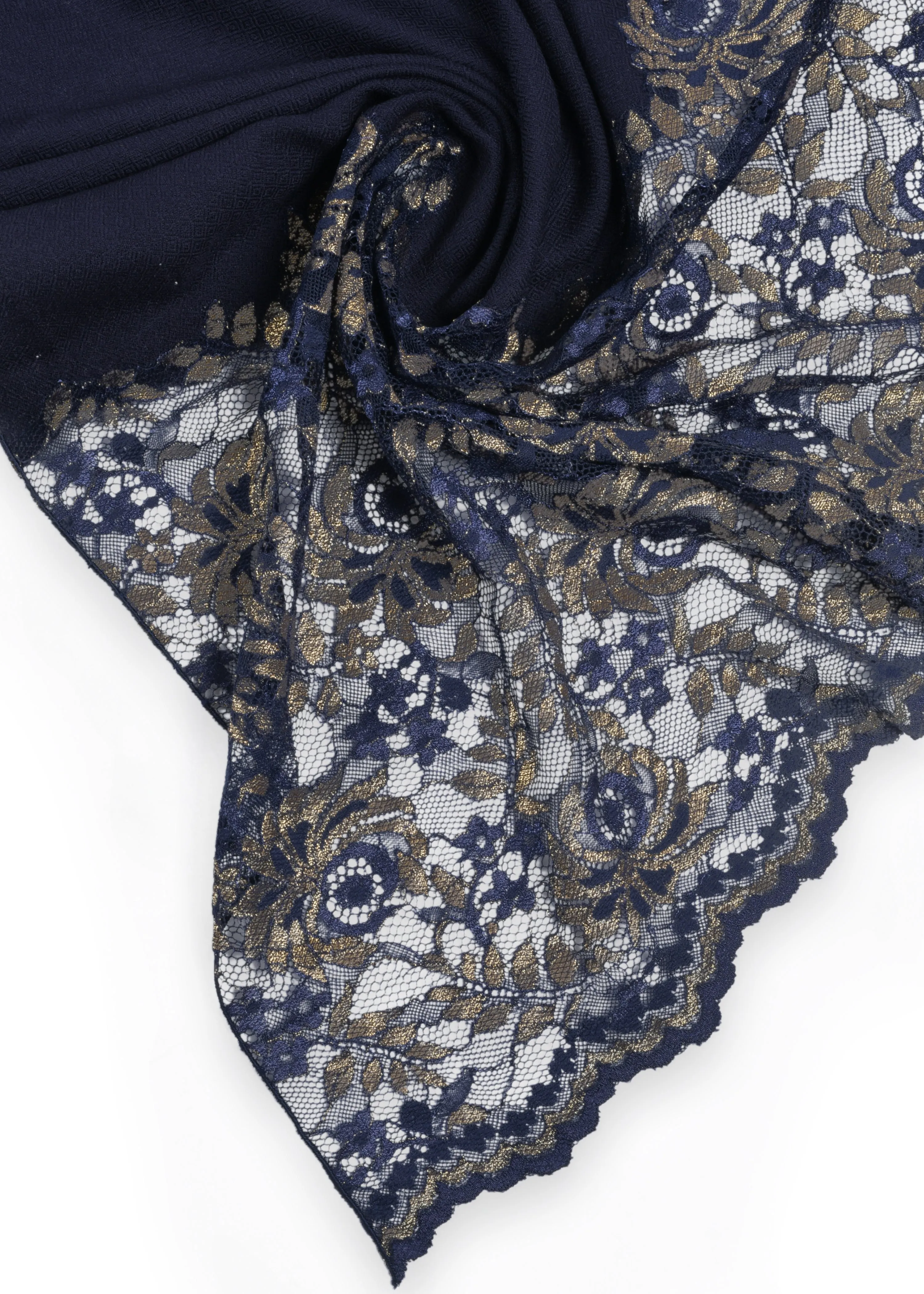 Metallic Border Stole in Merino