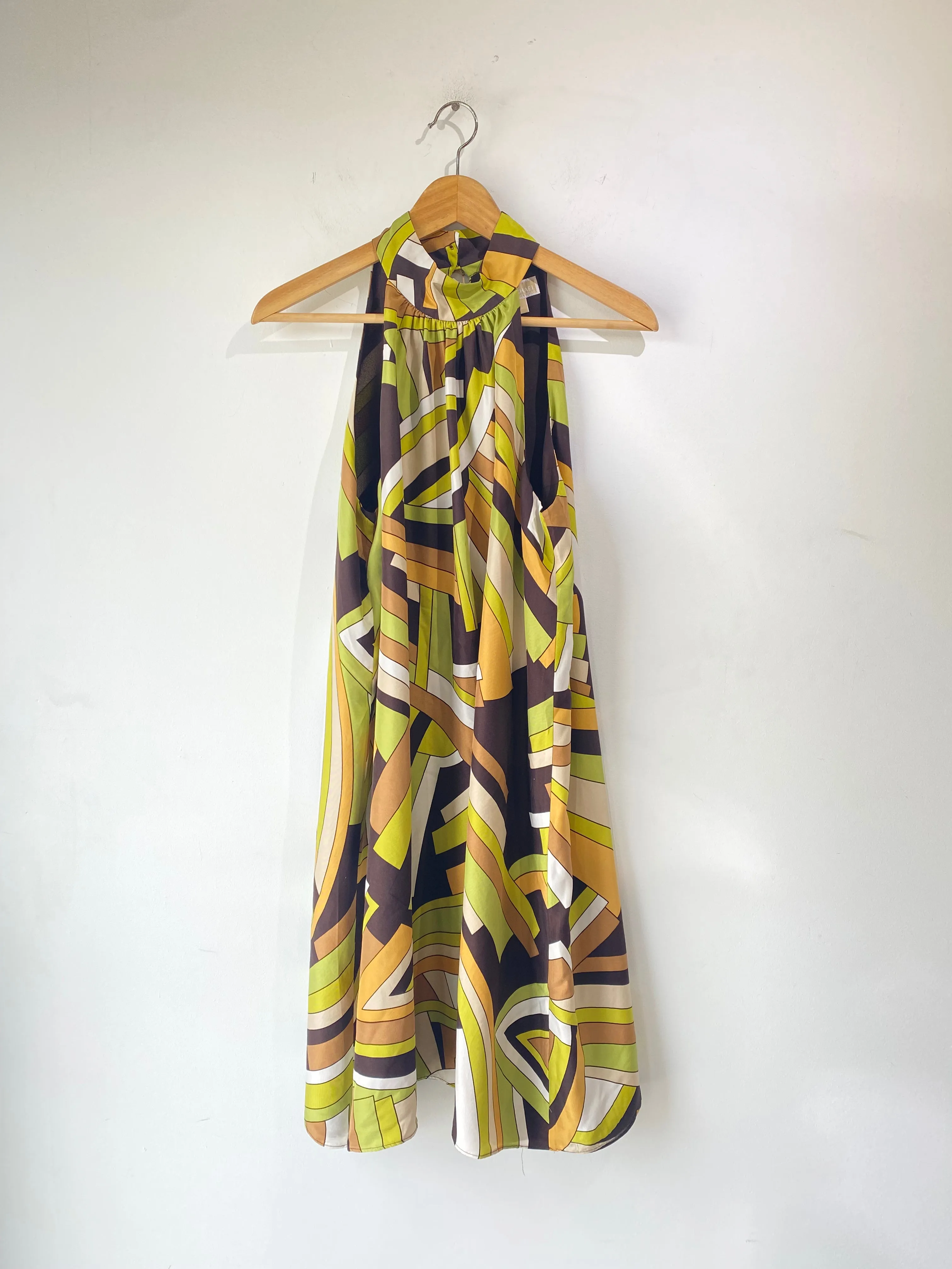 Michael Kors Green Patterned Silk Dress