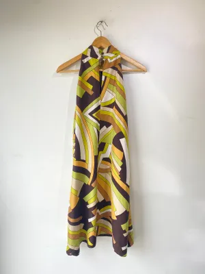 Michael Kors Green Patterned Silk Dress