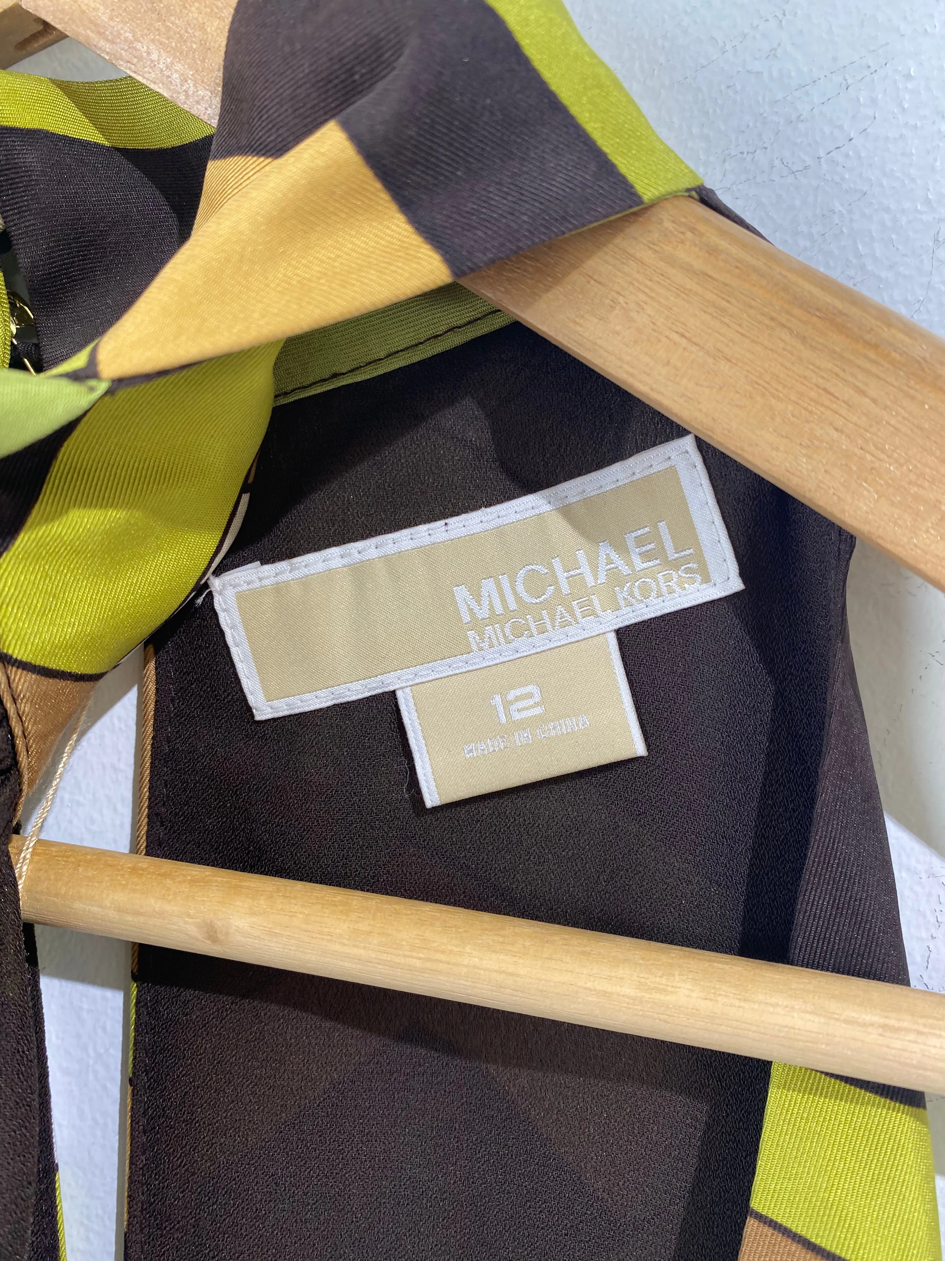 Michael Kors Green Patterned Silk Dress