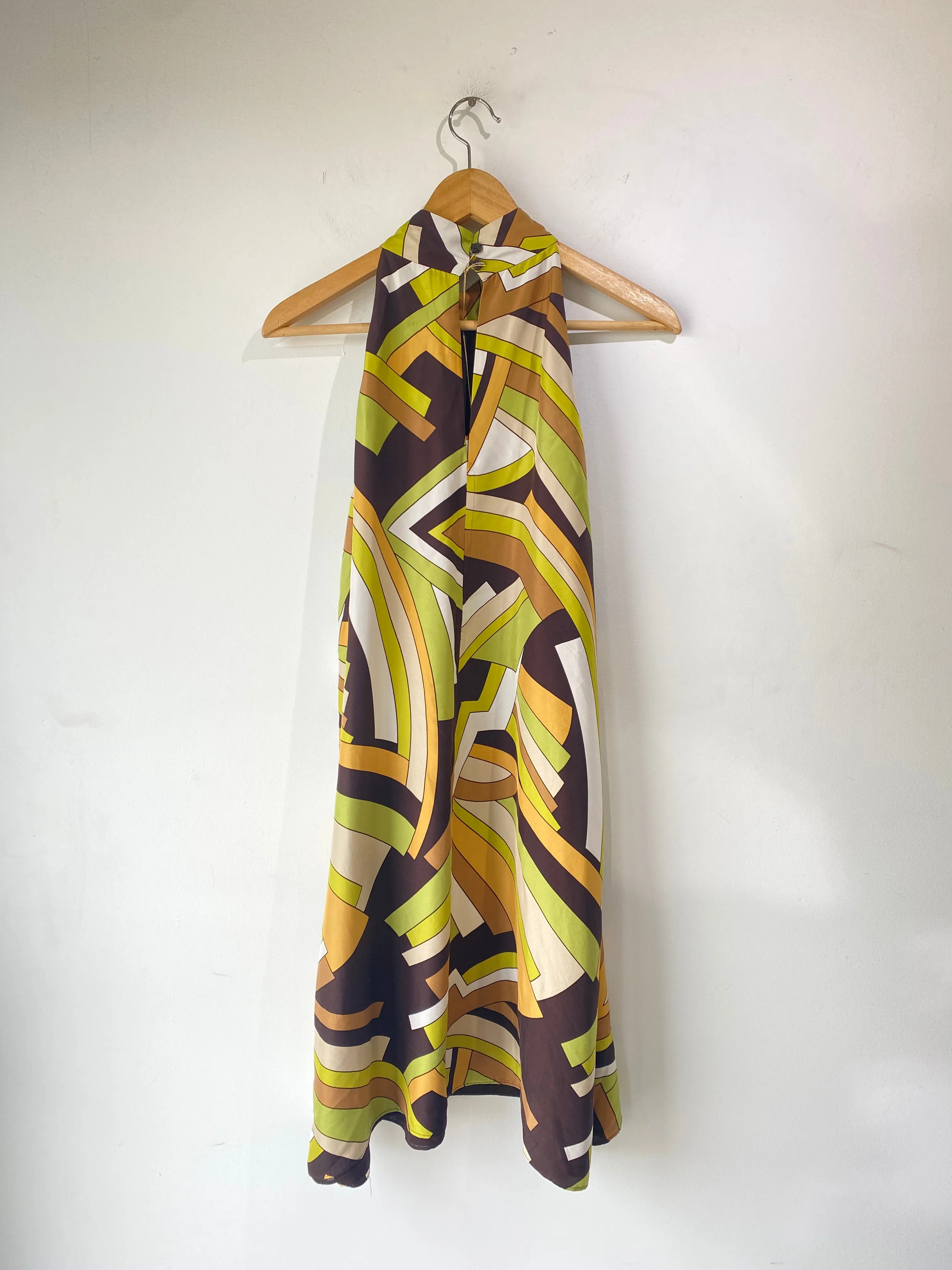 Michael Kors Green Patterned Silk Dress