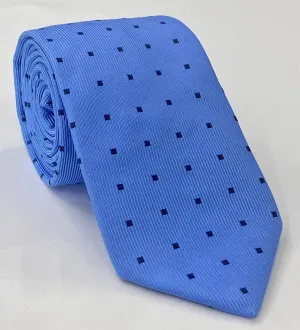 Midnight Blue on Powder Blue English Geometric Silk Tie EGT-24