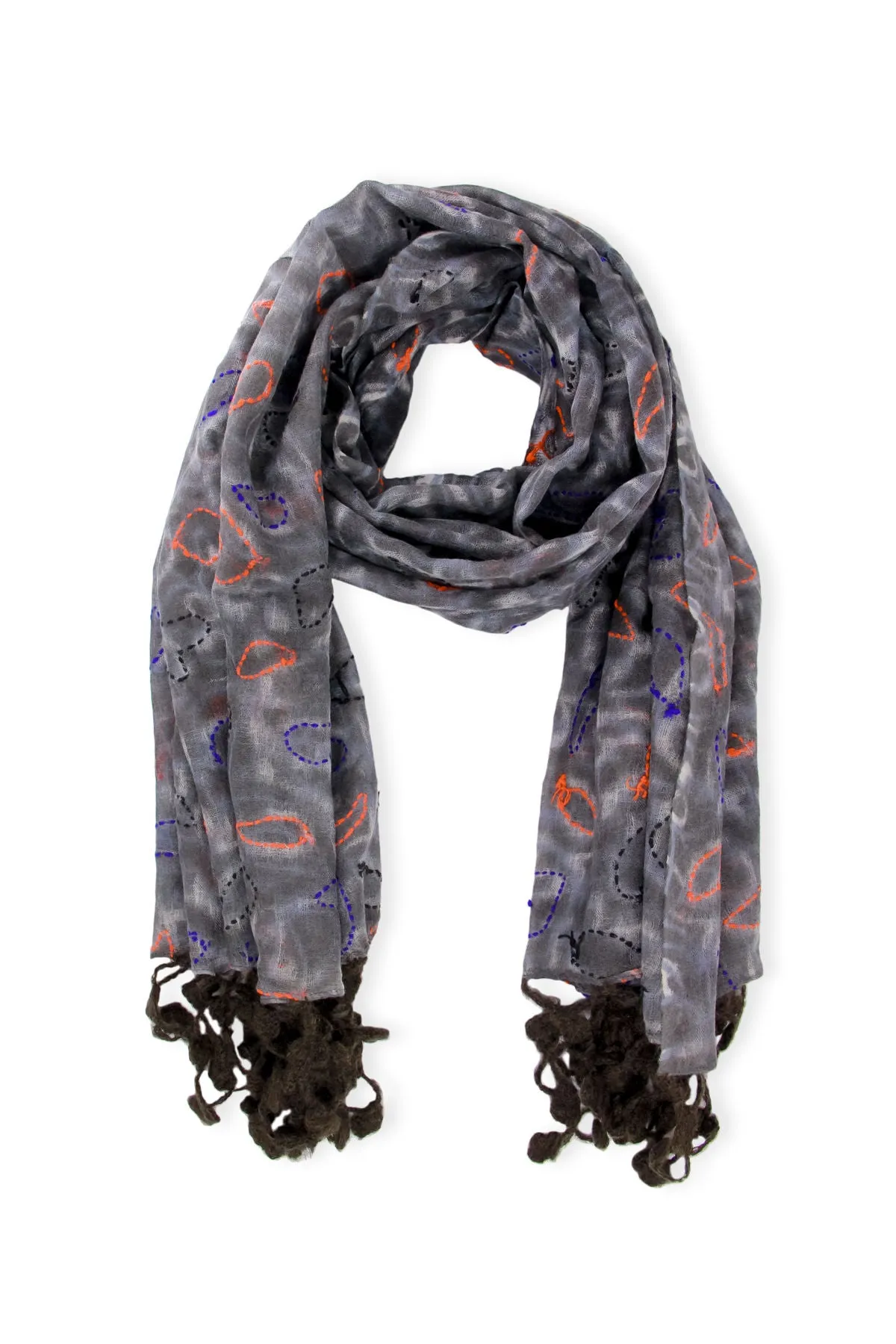 Mixed Print Knitted Fringe Sca