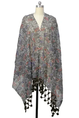 Mixed Print Knitted Fringe Sca