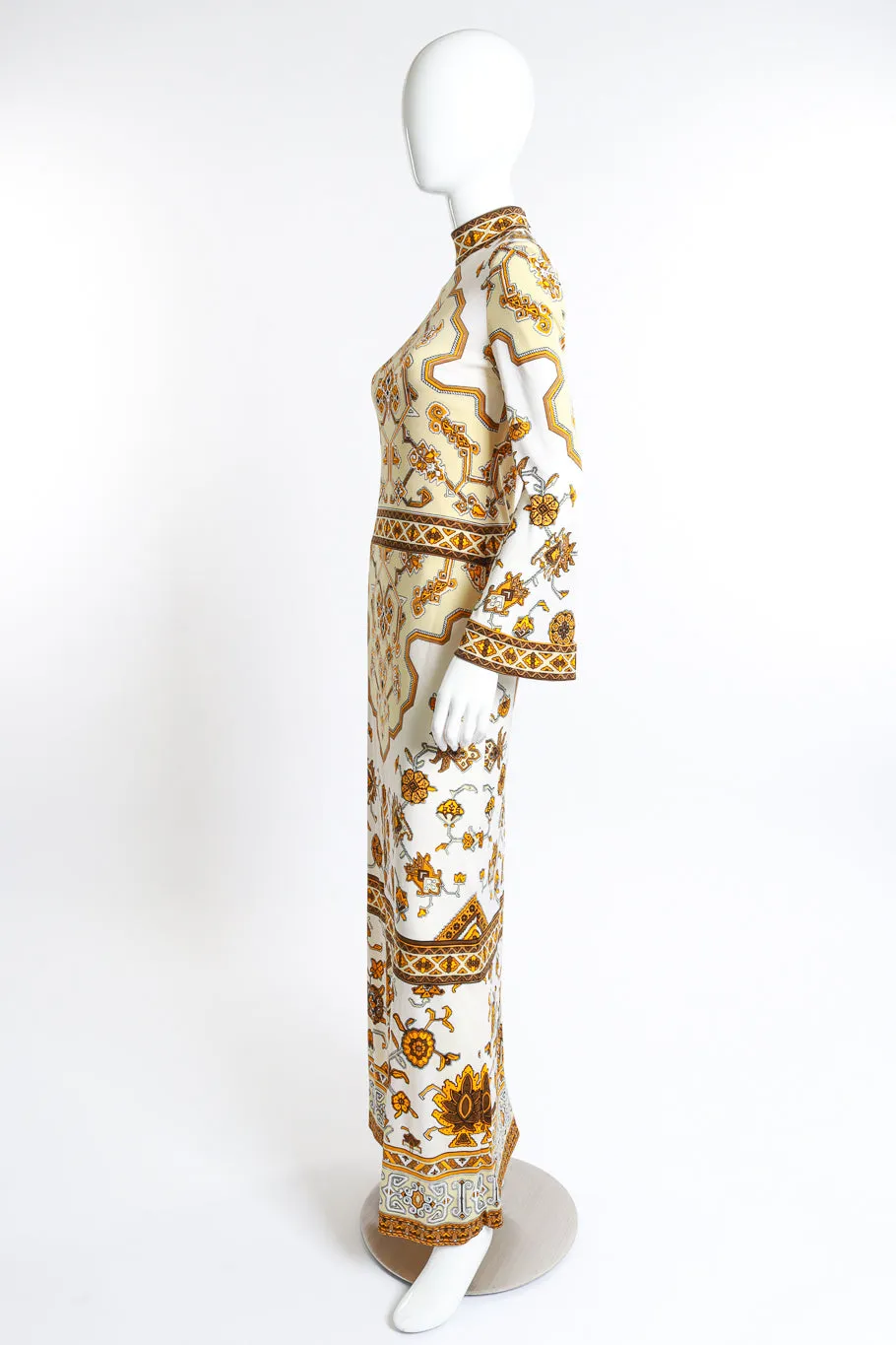Mock Neck Geo Print Maxi Dress