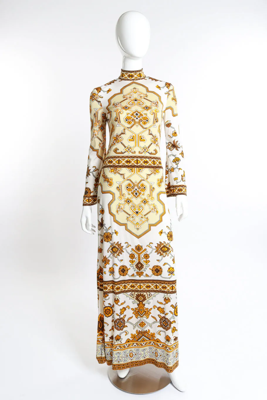 Mock Neck Geo Print Maxi Dress