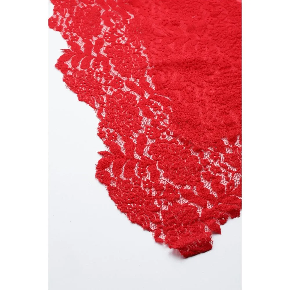 Modarta By Kamakshi Red Valentino Lace Fine Wool Shawl