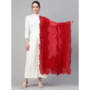 Modarta By Kamakshi Red Valentino Lace Fine Wool Shawl
