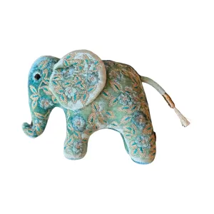 MOIRA Hand Embroidered Silk Velvet Shaded Lagoon Mini Elephant