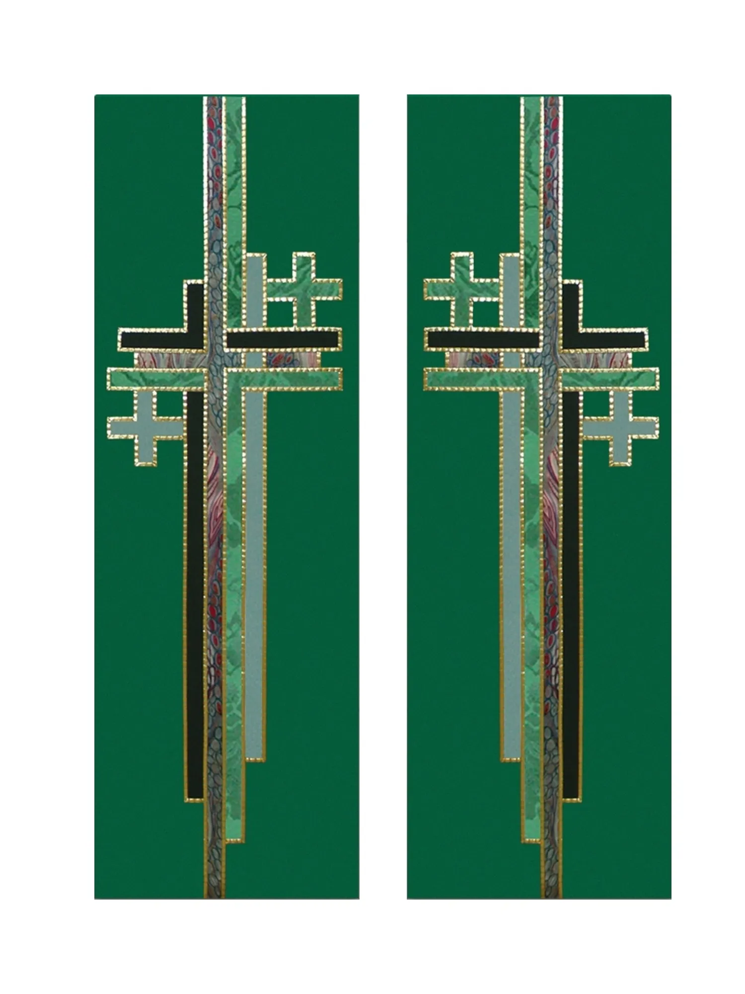 Multi Cross Green Altar Scarves