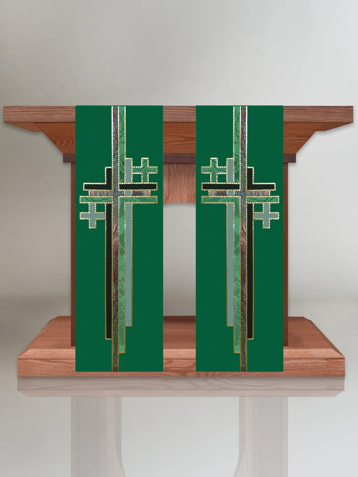 Multi Cross Green Altar Scarves