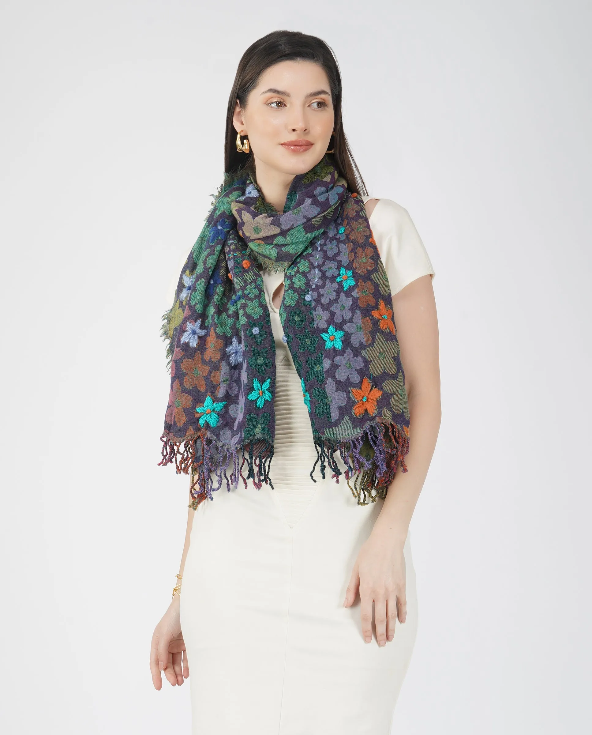 Multi Hues Wool Wrap (Multi Color - Cozy and Elegant)