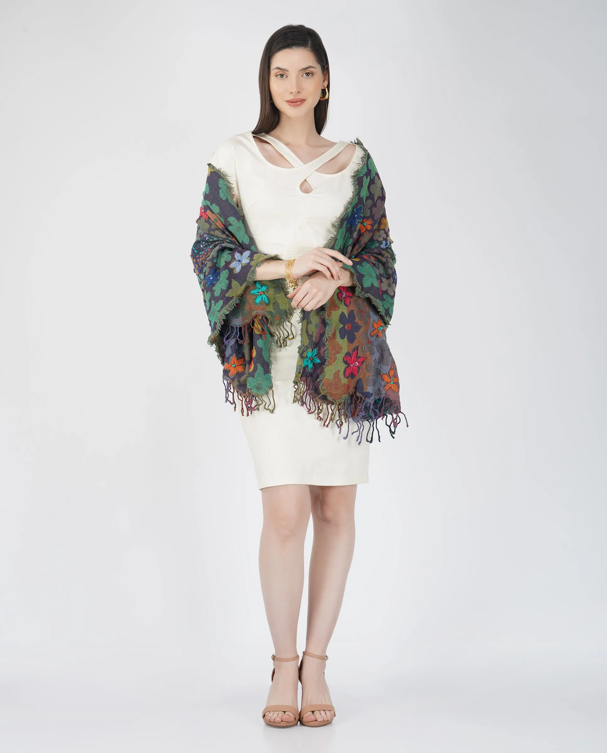 Multi Hues Wool Wrap (Multi Color - Cozy and Elegant)