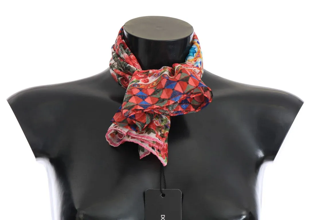 Multicolor Carretto Floral Silk Scarf