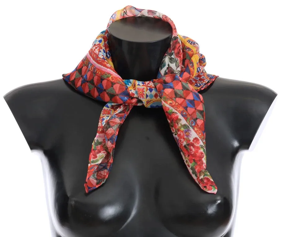 Multicolor Carretto Floral Silk Scarf