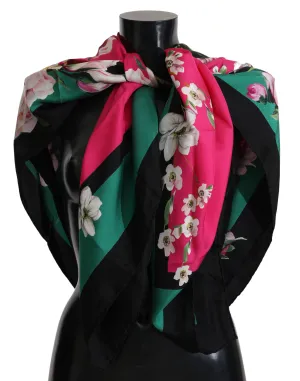 Multicolor Floral Bengal Cat Silk Shawl Wrap Scarf