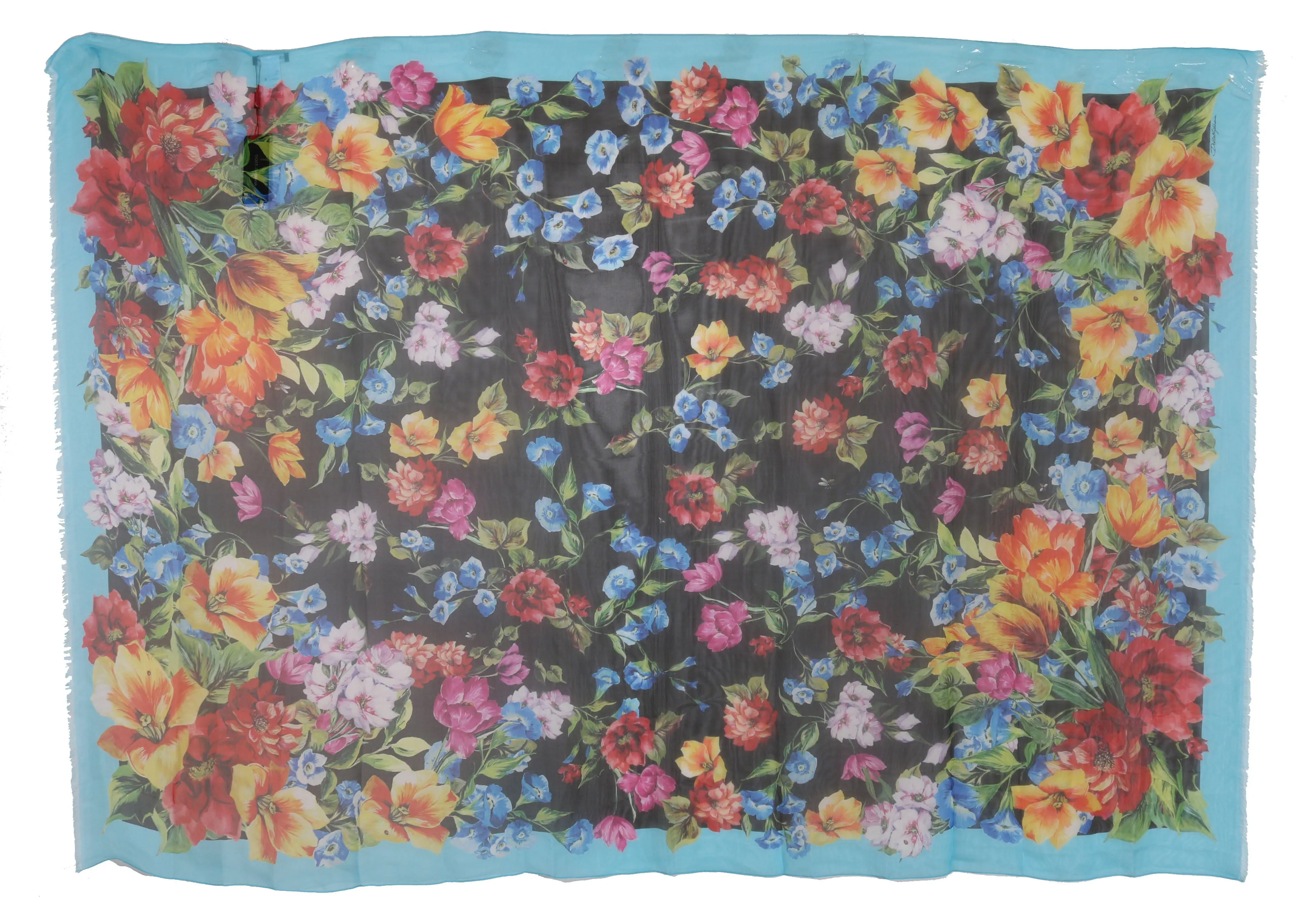 Multicolor Floral Silk Wrap Shawl Scarf