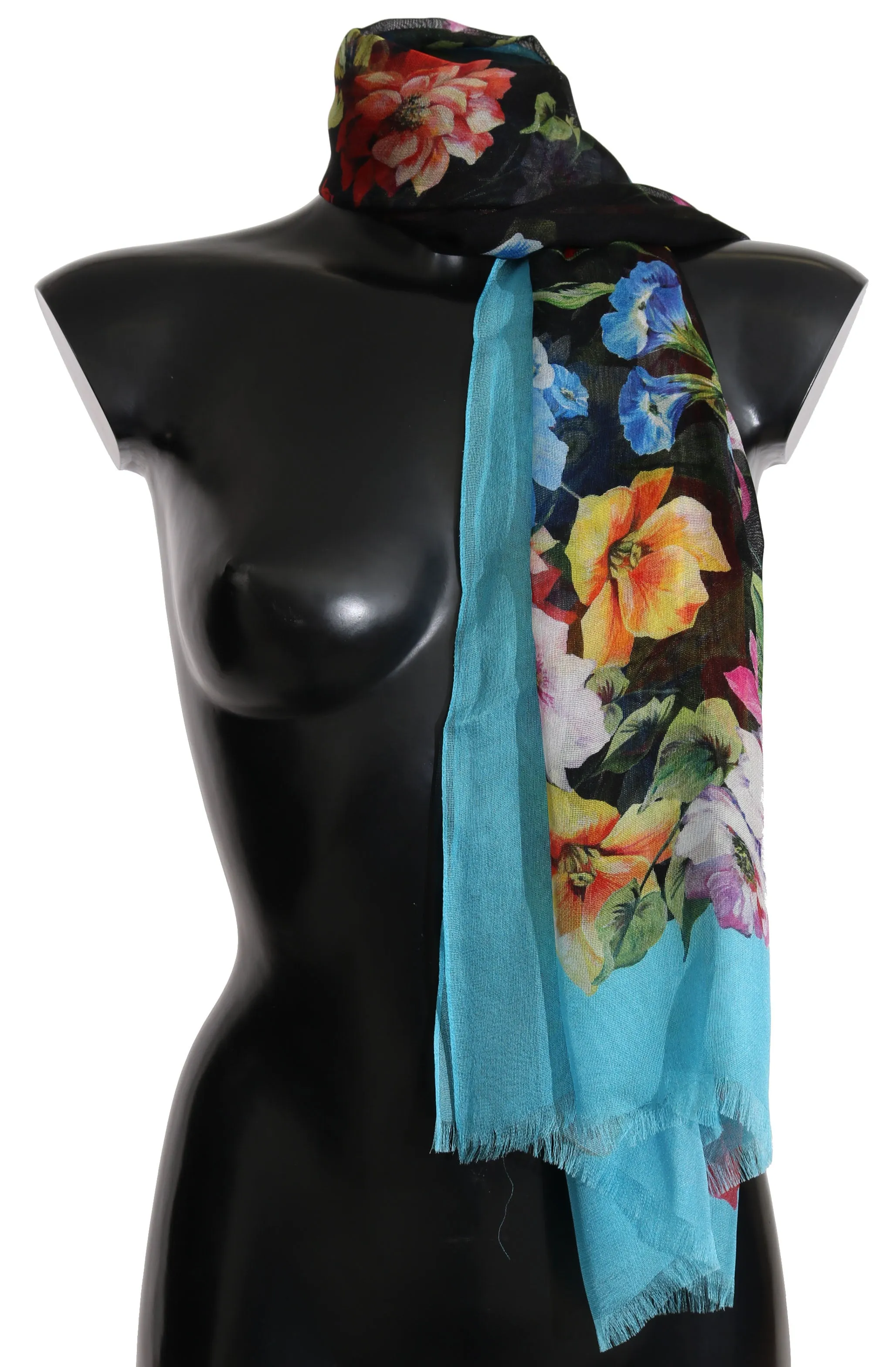 Multicolor Floral Silk Wrap Shawl Scarf
