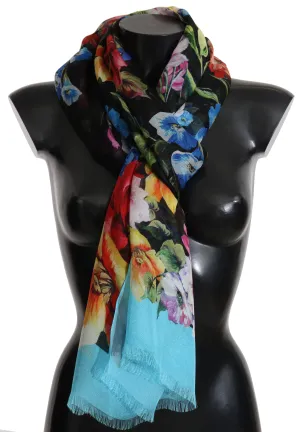 Multicolor Floral Silk Wrap Shawl Scarf