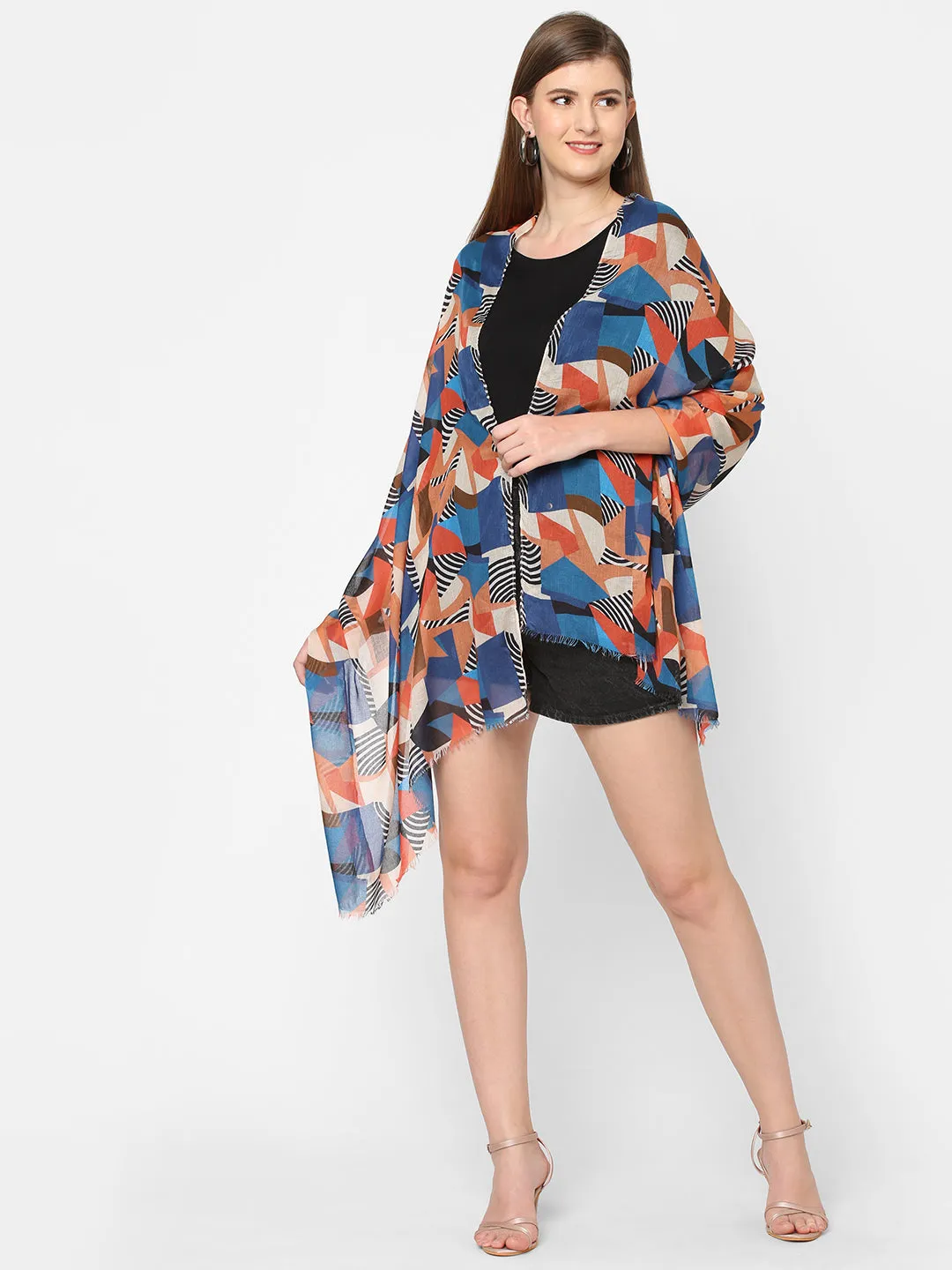 Multicolor Geometric Printed Scarf