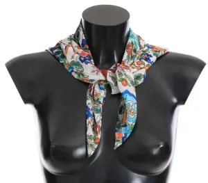 Multicolor Majolica Floral Silk Scarf