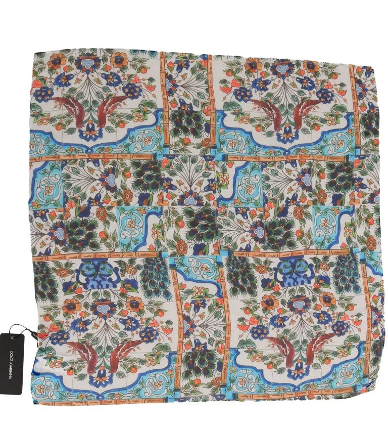 Multicolor Majolica Floral Silk Scarf