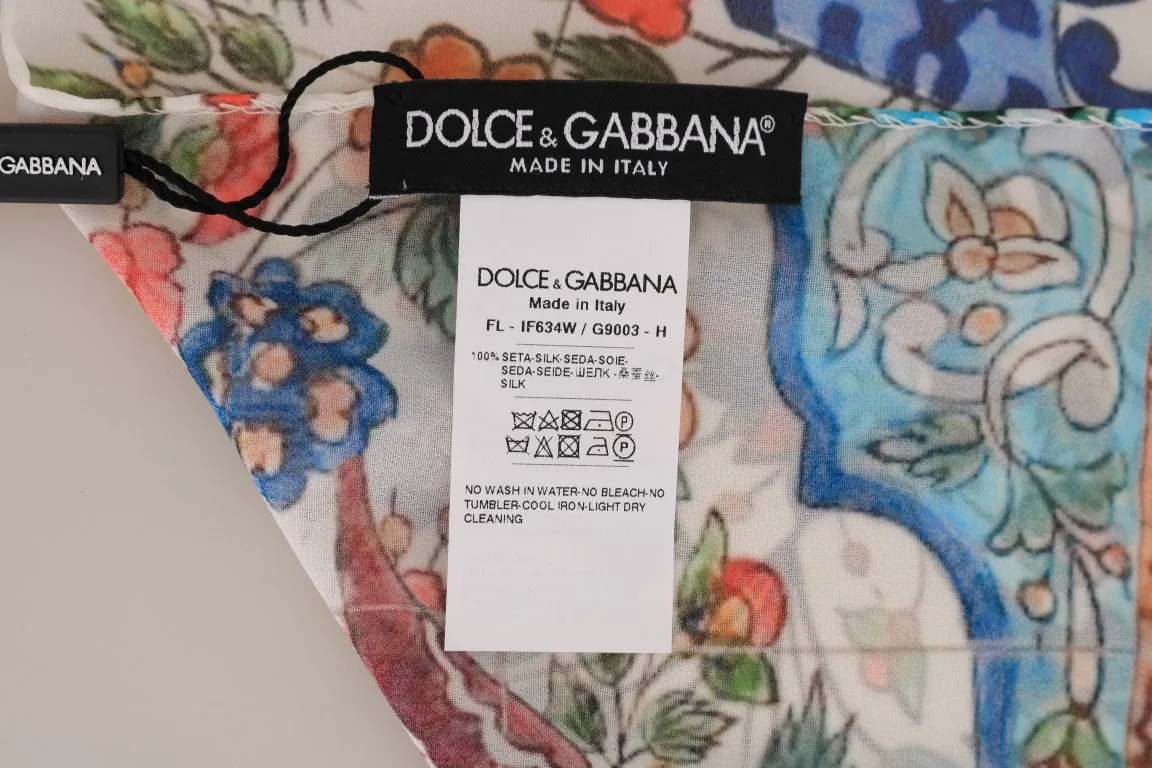 Multicolor Majolica Floral Silk Scarf